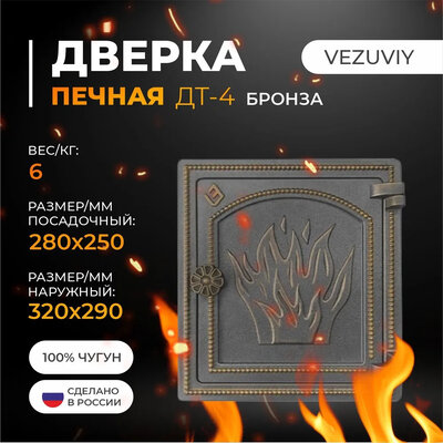 Дверка глухая ДТ-4 Везувий БРОНЗА