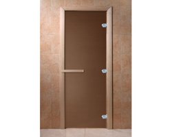 Дверь банная DoorWood "Теплая ночь" / бронза мат / петли 3 / коробка осина / ручка правая / р-р 1900*800 мм
