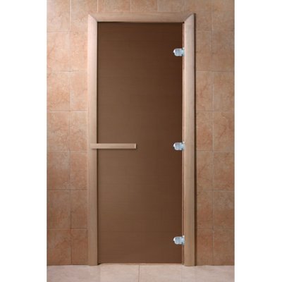 Дверь банная DoorWood "Теплая ночь" / бронза мат / петли 3 / коробка осина / ручка правая / р-р 1900*800 мм