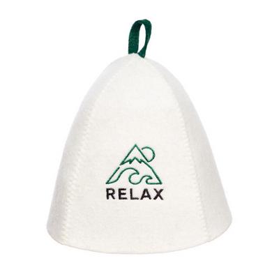 Шапка банная c вышивкой "Relax", войлок белый арт. Б40391