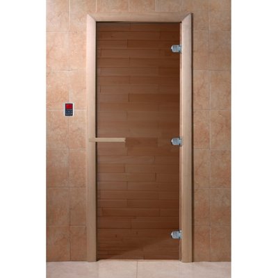 Дверь банная DoorWood "Теплый день" / прозрач/  коробка осина / ручка правая / р-р 2000*700