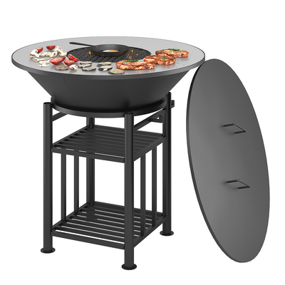"FANTASTIC GRILL" Везувий Ø 1000 (чаша+подставка+плита+решетка чугунная"СТЕЙК" Ø 450мм+крышка)