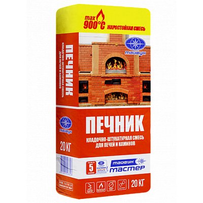 Смесь кладочно-клеевая глино-шамотная "Тайфун Печник" Серый 20 кг