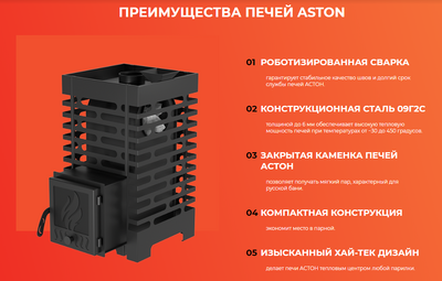 Печь для бани ASTON 12 с глухой дверцей