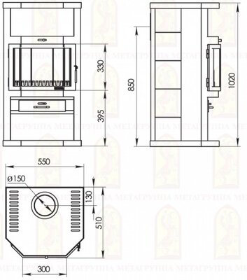 Печь-камин Мета-Бел АОТ 9.0-02 в модификации Ангара