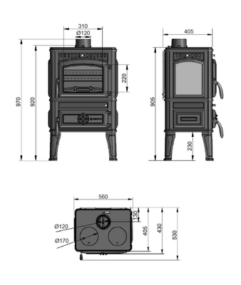 Печь-камин Везувий LV-12РS Антрацит
