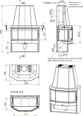 Печь-камин Мета-Бел АОТ 12.0 в модификации Викинг XL